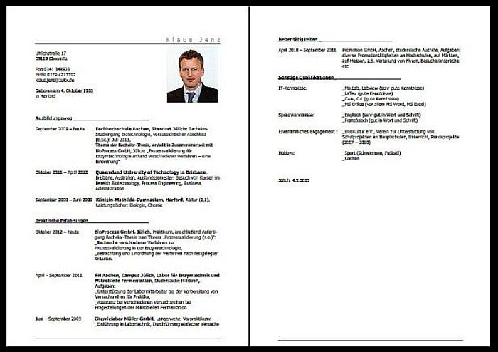 Klassischer Lebenslauf Vorlage Word